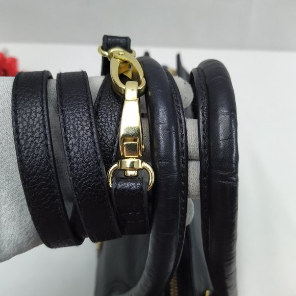 HCL Black Leather Zipper Closure Satchel Shoulder Bag - Vintage -Made in Germany - Picture 9 of 16